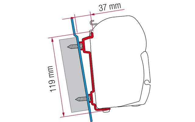 Fiamma Markisenadapter Ford Transit Wandmontage 1 Fiamma Markisenadapter Ford Transit Wandmontage