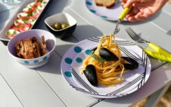 Berger Dots Melamin Geschirr-Set 16-tlg. Blau -Dometic Verkaufsgeschäft 260273 1859640 2